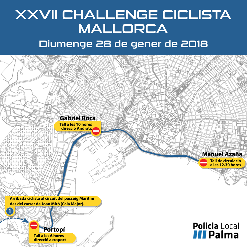 XXVII Challenge Ciclista Mallorca - Cortes de tràfico